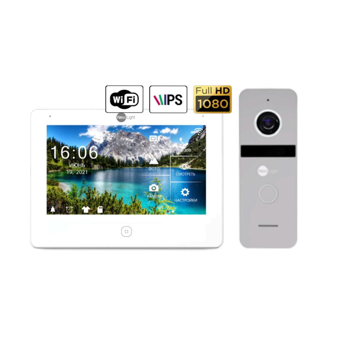 Комплект видеодомофона Neolight NeoKIT HD Pro WF Silver: видеодомофон "7" с Wi-Fi и детектором движения + 2 Мп видеопанель