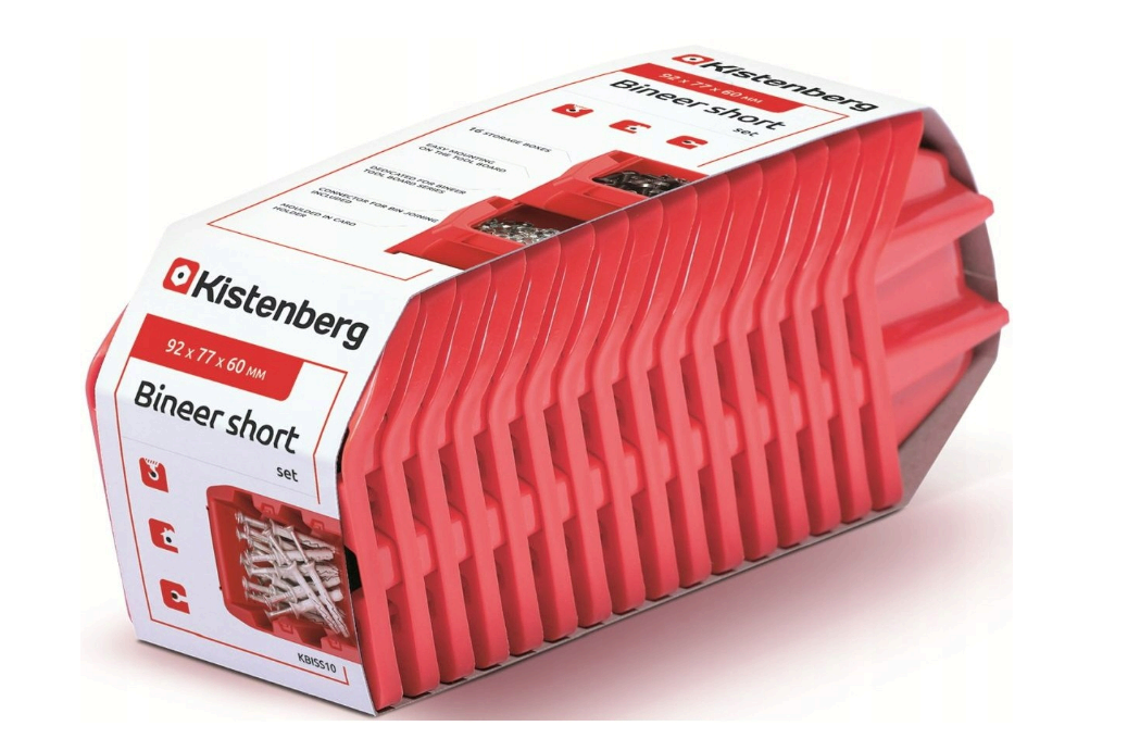 Комплект контейнерів Kistenberg bineer short червоні 23,4 х 7,7 х 9,2 см 16 шт.  KBISS10-3020