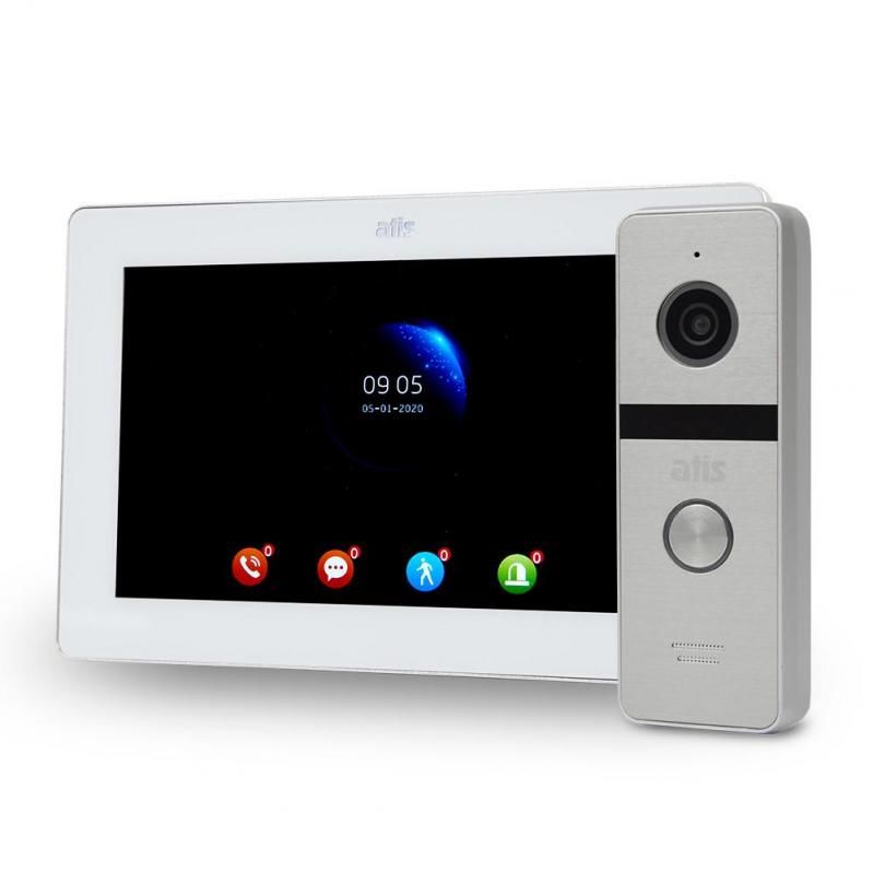 Комплект Wi-Fi відеодомофонa 7" ATIS AD-770FHD/T-White з підтримкою Tuya Smart + AT-400FHD Silver 