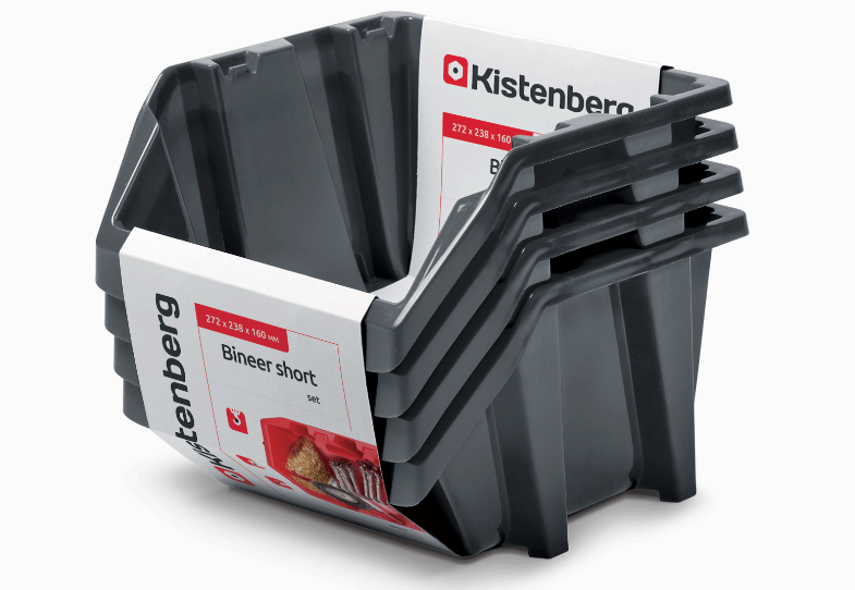Набір контейнерів Kistenberg bineer short 272x238x236 мм чорний 4 шт