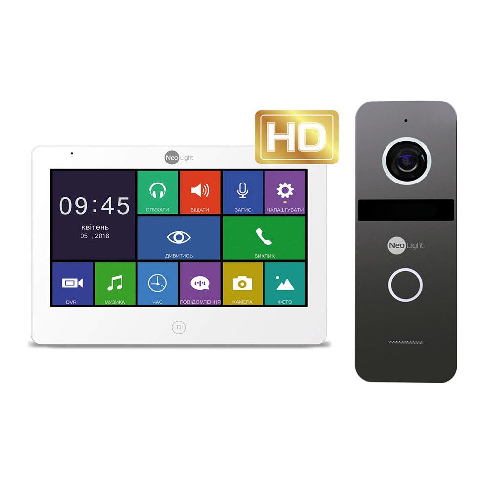 Комплект видеодомофона Neolight MEZZO HD / Solo FHD Graphite: видеодомофон "10" с детектором движения и 2 Мп видеопанель