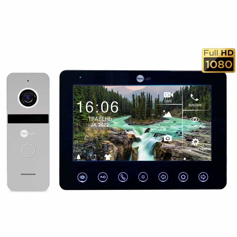 Комплект відеодомофона Neolight NeoKIT FHD Pro B/Silver: відеодомофон 7" з детектором руху і 2 Мп відеопанель