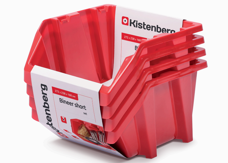 Набір контейнерів Kistenberg bineer short 272x238x236 мм червоний 4 шт